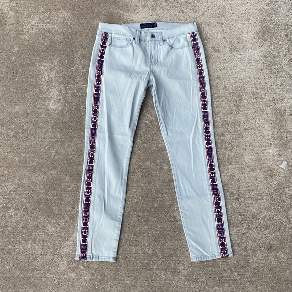 Womens Lucky Brand Aztec Size Stripe Tape Denim Jeans Size‎ 6 29 inseam - Picture 1 of 7
